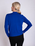 Cobalt Button Detail Funnel Neck Fine Knit Sweater