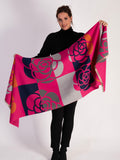 Soft & Luxurious Fuchsia Oversized Floral Scarf