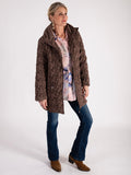 Walnut Bonfire Embroidered Quilted Coat