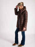 Walnut Bonfire Embroidered Quilted Coat