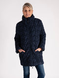 Navy Bonfire Embroidered Quilted Coat