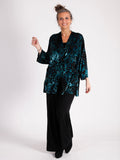 Teal/Black Château Jardin Kimono Velvet Devore Jacket