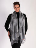 Charcoal/Grey Feather Print Reversible Scarf