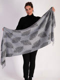 Charcoal/Grey Feather Print Reversible Scarf