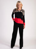 Black/Red Jumper with Animal Stripe Shoulder Detailing
