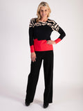 Black/Red Jumper with Animal Stripe Shoulder Detailing