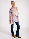 Pink Lily Printed Chiffon Blouse With Back Pleated Detail