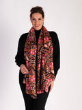 Orange/Fuschia Mosaic Inspired Floral Print Lightweight Scarf