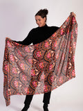 Orange/Fuschia Mosaic Inspired Floral Print Lightweight Scarf