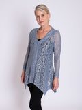 Platinum Lace Cardigan with Gold Foil Shimmer