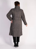 Grey/Japanese Print Quilted Reversible Zip Long Coat