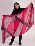 Fuchsia/Purple Animal Print & Stripes Colourblock Scarf