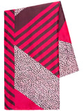 Fuchsia/Purple Animal Print & Stripes Colourblock Scarf