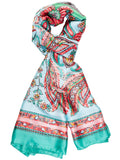 Jade/Multi Silky Textured Paisley Print Scarf