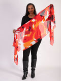 Red Sunset Inspired Print Lightweight Scarf