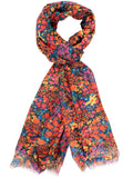 Orange/Multi Ditsy Floral Print Scarf