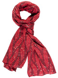 Red Fern Print Scarf with Foil Accents