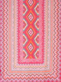 Pink/Multi Diamond Ikat Print Cotton Scarf