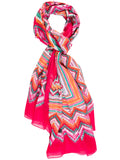 Pink/Multi Diamond Ikat Print Cotton Scarf