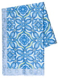 Blue Floral Mosaic Print Lightweight Scarf