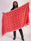 Red Floral Mosaic Print Lightweight Scarf