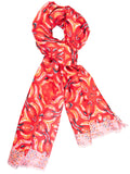 Red Floral Mosaic Print Lightweight Scarf