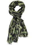 Emerald/Black Leopard Print Scarf with Gold Foil Pinstripes