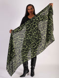 Emerald/Black Leopard Print Scarf with Gold Foil Pinstripes