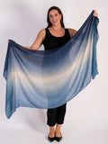 Blue Ombre Scarf with Gold Foil Highlights