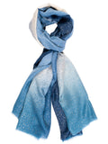 Blue Ombre Scarf with Gold Foil Highlights