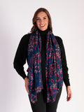 Navy/Multi Floral and Vine Print Scarf