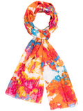 Pink/Orange Watercolour Tie Dye Print Cotton Scarf