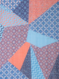 Blue/Orange Patchwork Tile Print Cotton Scarf