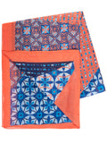 Blue/Orange Patchwork Tile Print Cotton Scarf