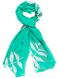 Jade Palm Leaf Print Cotton Scarf