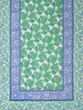 Green/Blue Floral Print Cotton Bordered Scarf