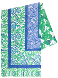 Green/Blue Floral Print Cotton Bordered Scarf