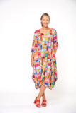 Pink/Multi Holiday Patchwork Bubble Premium Jersey Dress