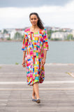 Pink/Multi Holiday Patchwork Bubble Premium Jersey Dress