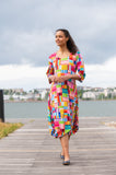 Pink/Multi Holiday Patchwork Bubble Premium Jersey Dress