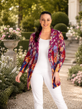 Fuchsia Border Print Pleated Shrug