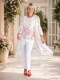 White Flower Cascade Applique Lace Coat - Elegant & Versatile