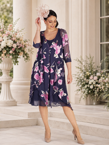 Violetta Rose Print Satin Devoree Pixie Coat