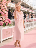 Blossom Chiffon Dress with 3-D Daisy Embroidered Mesh Overtop