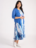 White/Blue Botanical Garden Mesh Dress with Stunning Cut-Out Detail