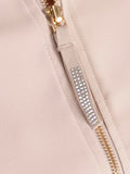 Champagne Bomber Jacket with Diamanté Zip Detail