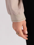 Champagne Bomber Jacket with Diamanté Zip Detail