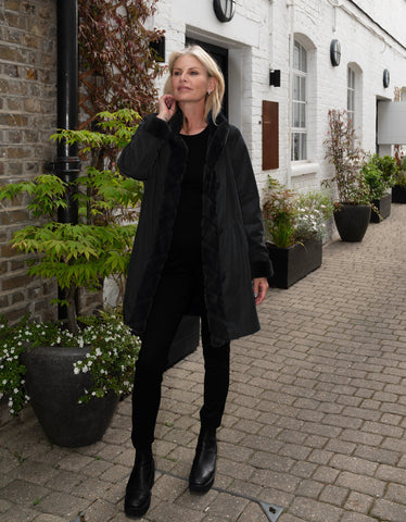 A Black Faux Fur Reversible Coat