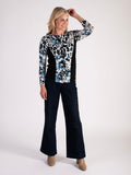 Blue Patchwork Leopard Print Twinset With Black Side Panels