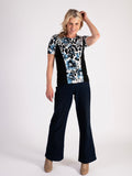 Blue Patchwork Leopard Print Twinset With Black Side Panels